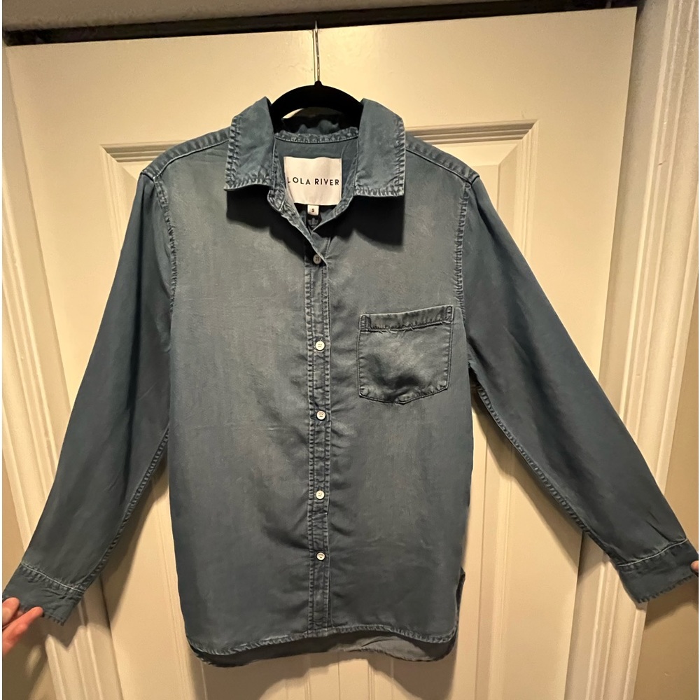 Denim Button Down top • Lola River nyc • Classic look • Eco Soft Technology